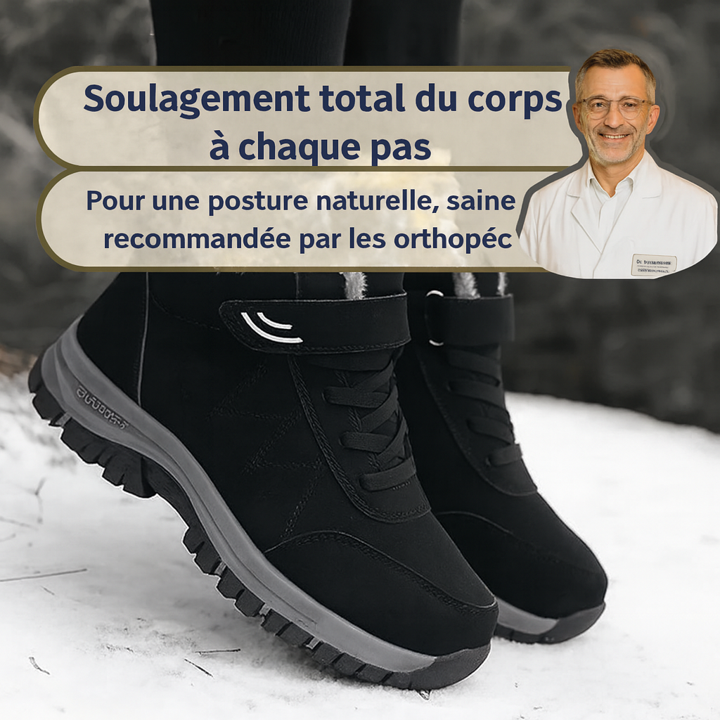 Botte ergonomique à scratch avec espace généreux pour les orteils et le talon -OrthoMotion